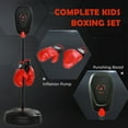thumbnail image 4 of Qaba Punching Bag for Kids,Punching Bag with Stand,Boxing Gloves for 5-10 Year Old,Adjustable Kids Boxing Bag,Children Boxing Set,Sports Toy for Boys & Girls,Black,Black Steel Furniture Youth Kids, 4 of 10