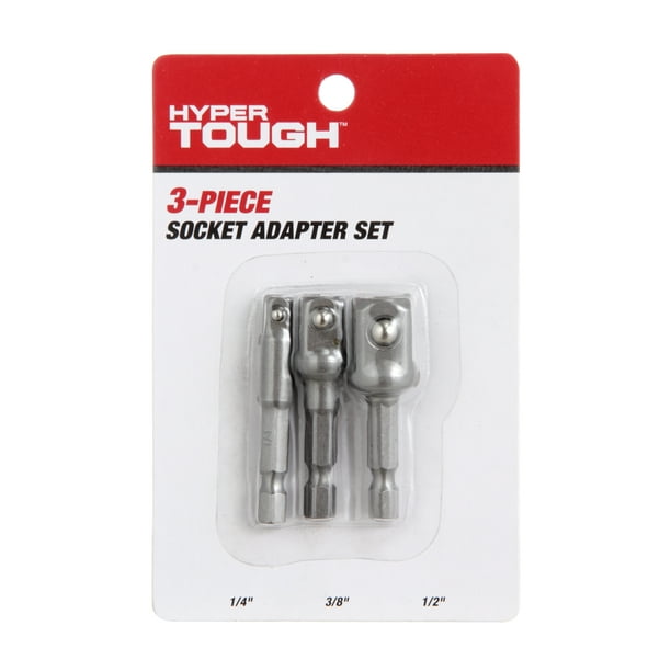 Hyper Tough 3 Piece Quick Connect 1 4 Inch 3 8 Inch And 1 2 Inch Drive Socket Adapter Set Au070k Walmart Com Walmart Com
