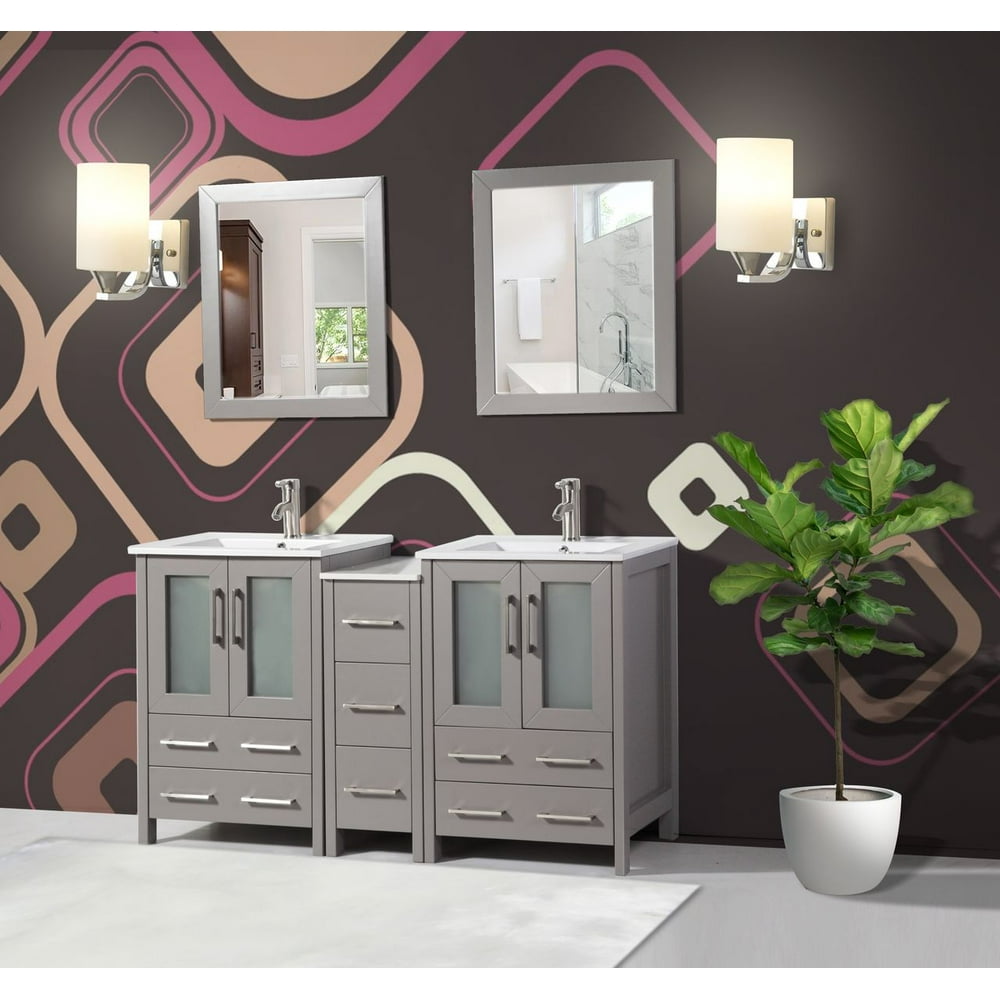 Vanity Art 60" Double Sink Bathroom Vanity Combo Set 7Drawers, 2