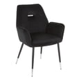 thumbnail image 3 of Lumisource Wendy Glam Chair in Black Metal and Silver Velvet with Chrome Accents - Set of 2, 3 of 11