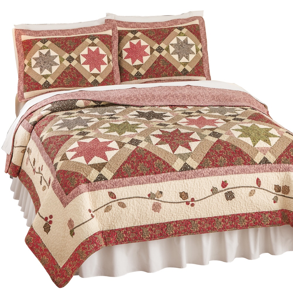 Embroidered Floral Carrington Star Quilt, Twin, Multi