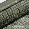 thumbnail image 5 of EVERGRACE Velvet Quilt Set Queen Size, Luxurious Soft Quilted Bedding Sets, Lightweight Velvet Comforter for All Season, Striped Channel Bedspread Coverlet with 2 Shams, Thyme Green, 5 of 8