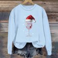 thumbnail image 2 of YOIAVAIOY Chandail de Noël pour Femmes Surdimensionné avec Verre de Vin Graphique en Molleton Manches Longues Col Rond chandail Mode Tendance, 2 of 4