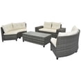 thumbnail image 6 of Harper & Bright Designs 8 Pieces Outdoor Rattan Round Sofa Set, Half-Moon Sectional All Weather, Curved w/Rectangular Coffee Table, Wicker Water-Resistant & UV Protected for Backyard, Beige Cushion, 6 of 14