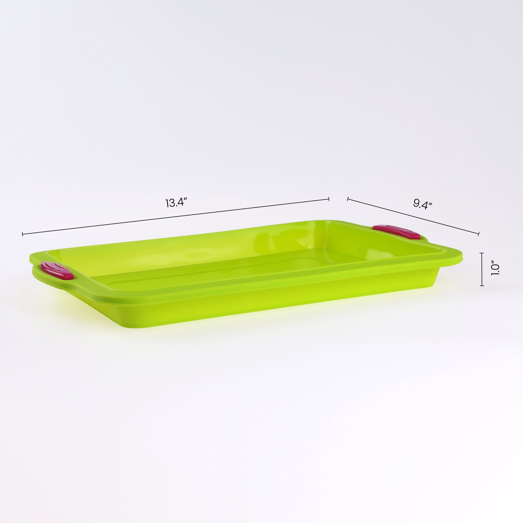 REGALWOVEN 3 Packs Cake Pan Nonstick Silicone Baking Pan, Easy Release, Heat Resistant Sheet Pans for Baking Cakes, Cheesecakes Red 13.4*9.4*1in