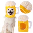 thumbnail image 1 of Sombrero con forma de taza para perro o gato, divertido sombrero de champán con pegatina, accesorio suave para fotos de Navidad, cumpleaños y fiestas, accesorios para mascotas., 1 of 1
