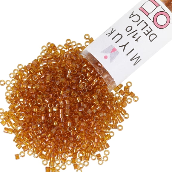 Miyuki Delica Seed Beads – Size 11/0 (1.6 mm), DB0065, Topaz-Lined AB, 7.2 g, Approx. 1440 Beads
