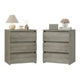 thumbnail image 1 of Homfa Ensemble de 2 Tables de Chevet à 3 Tiroirs, Petite Table de Sofa, Armoire de Rangement en Bois pour Salon, Fini Gris, 1 of 8