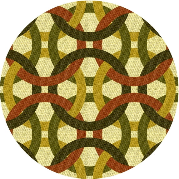 Ahgly Company Indoor Round Patterned Dark Bronze Brown Area Rugs, 7' Round