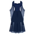 thumbnail image 3 of LINMOUA Women Casual Plus Size Cold Shoulder Dress Solid Color Lace Butterfly Sleeve Halloween Gothic Dress, 3 of 4
