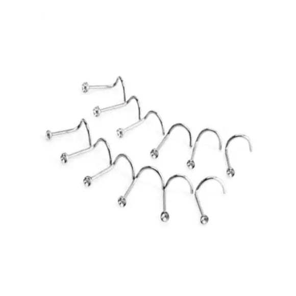 HOOUN 100pcs/lot Clear Crystal Screw Nose Stud Nostril Ring Body Piercing Jewelry