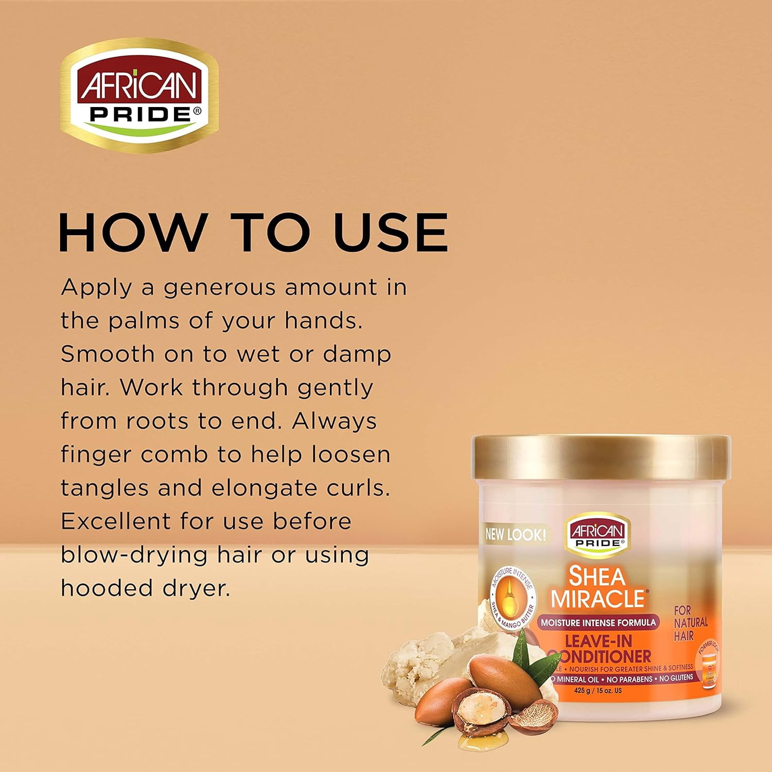 African Pride Shea Miracle Leave In Conditioner (3 Pack) - Contains Shea & African Mango Butter to Smooth Curls, Coils & Waves, Nourishes Hair, 15 oz
