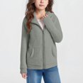thumbnail image 2 of MKOSPLRT Loose Plush Jacket for Girl 5-14Y Full Zip Fleece Hoodies Long Sleeve Solid Wram Fall Winter Coats Outerwear with Pocket, 2 of 7