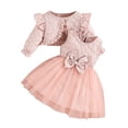 thumbnail image 2 of Agkizg 2PC Sleeveless Tulles Skirt Textured Long Sleeve Cardigan Set Casual Outfits (Toddler Girl's or Girl's),2-Piece Set,Sizes 6 Months-3 Years, 2 of 5
