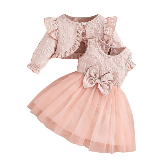 Owordtank Toddler Dress and Cardigan Little Girls Floral Cardigan Tulle Skirt Set Spring Summer Fall Dresses