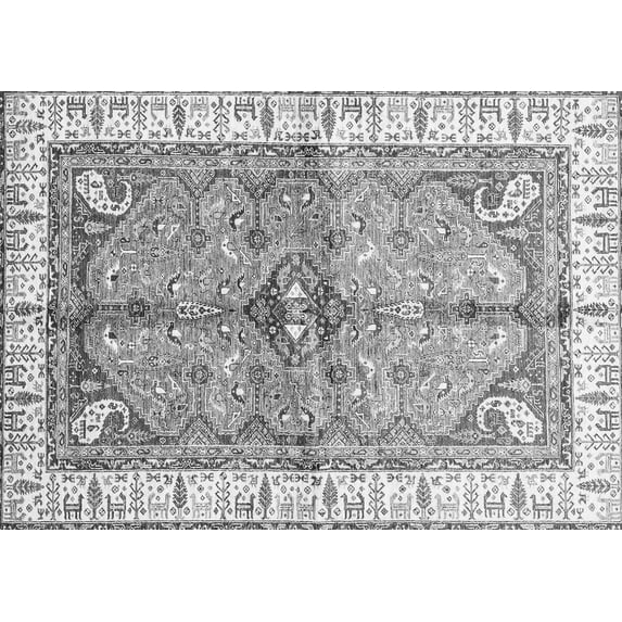Ahgly Company Indoor Rectangle Geometric Gray Traditional Area Rugs, 6' x 9'