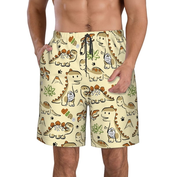 Balery Cartoon Dinosaurs Traje de Baño Estilo Hawaiano para Hombre, Shorts de Secado Rápido con Bolsillos-3X-Large