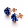 thumbnail image 3 of Yoursfs Blue Rose Earrings Stud Earrings In Rose Gold Gold Plated Crystal Wedding Stud Earrings Gifts, 3 of 6