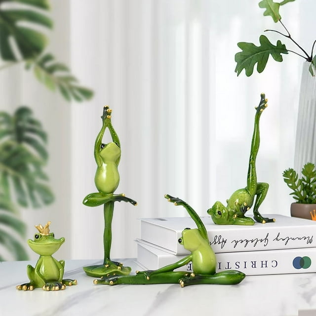 4 Uds. Rana americana de Yoga para jardín, artes y manualidades de resina, decoración, mueble de TV, porche, bodega, decoración de animales, los tamaños varían Sincero Electrónica