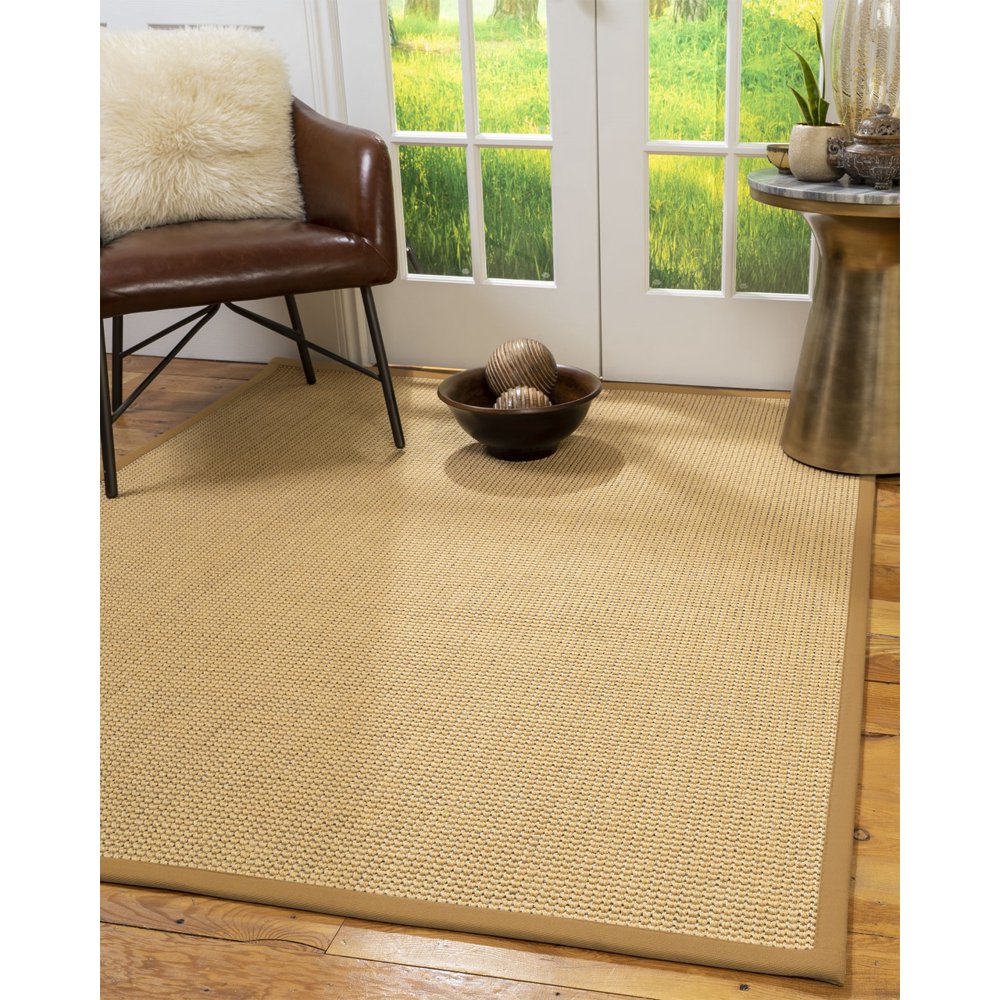Natural Area Rugs Dubai Custom Sisal Rug, 8' x 10', Oval Khaki Border