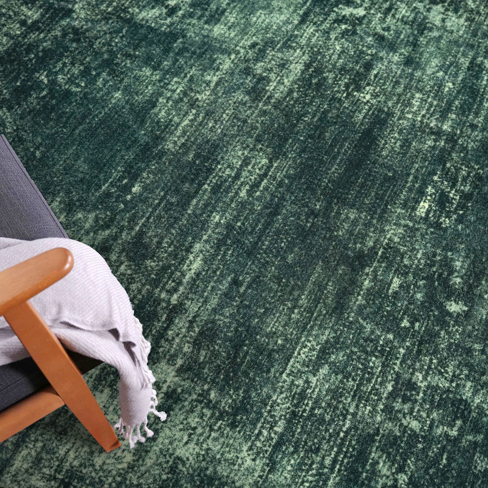 iOhouze Washable Rugs 3x5 ft Entryway Rugs Abstract Non Slip Area Rug Printed Faux Wool Soft Kitchen Rugs Indoor Rugs for Entrance Foyer Living Room Bedroom, Dark Green