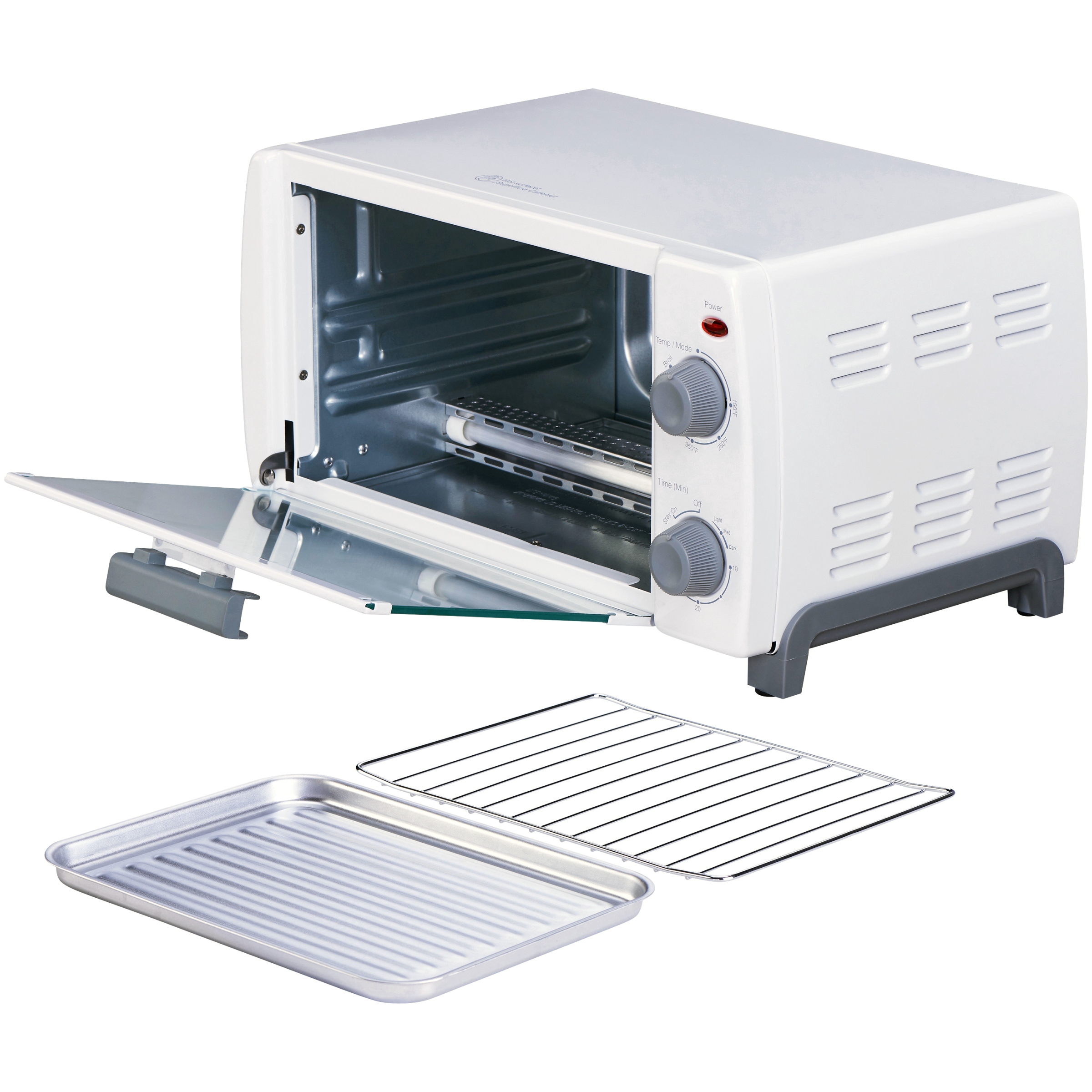 Mainstays 4-Slice White Toaster Oven with Dishwasher-Safe Rack & Pan - image 3 of 5