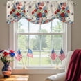 thumbnail image 2 of Independence Day Tie Up Valances Curtain, Adjustable Kitchen Red Blue USA Flag Penang Flower Stars Linen Texture Valances for Windows Rod Pocket Short Curtains Set for Bedroom/Bathroom, 54"x18", 2 of 9