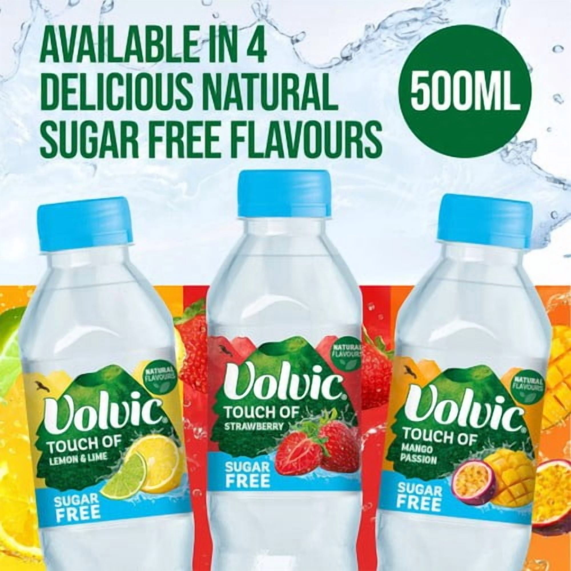 Volvic Touch of Fruit Lemon & Lime Still Flavoured Water Multipack 6 x 500ml, British Import (Pack of 2)