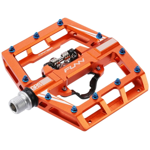 Funn Mamba MTB Clipless Pedals, Single Sided Clip Mountain Bike Pedals, Compatible with SPD Cleats, 9/16-Inch CrMo Axle Bicycle Pedals for MTB/BMX/Gravel Cycling (Orange)
