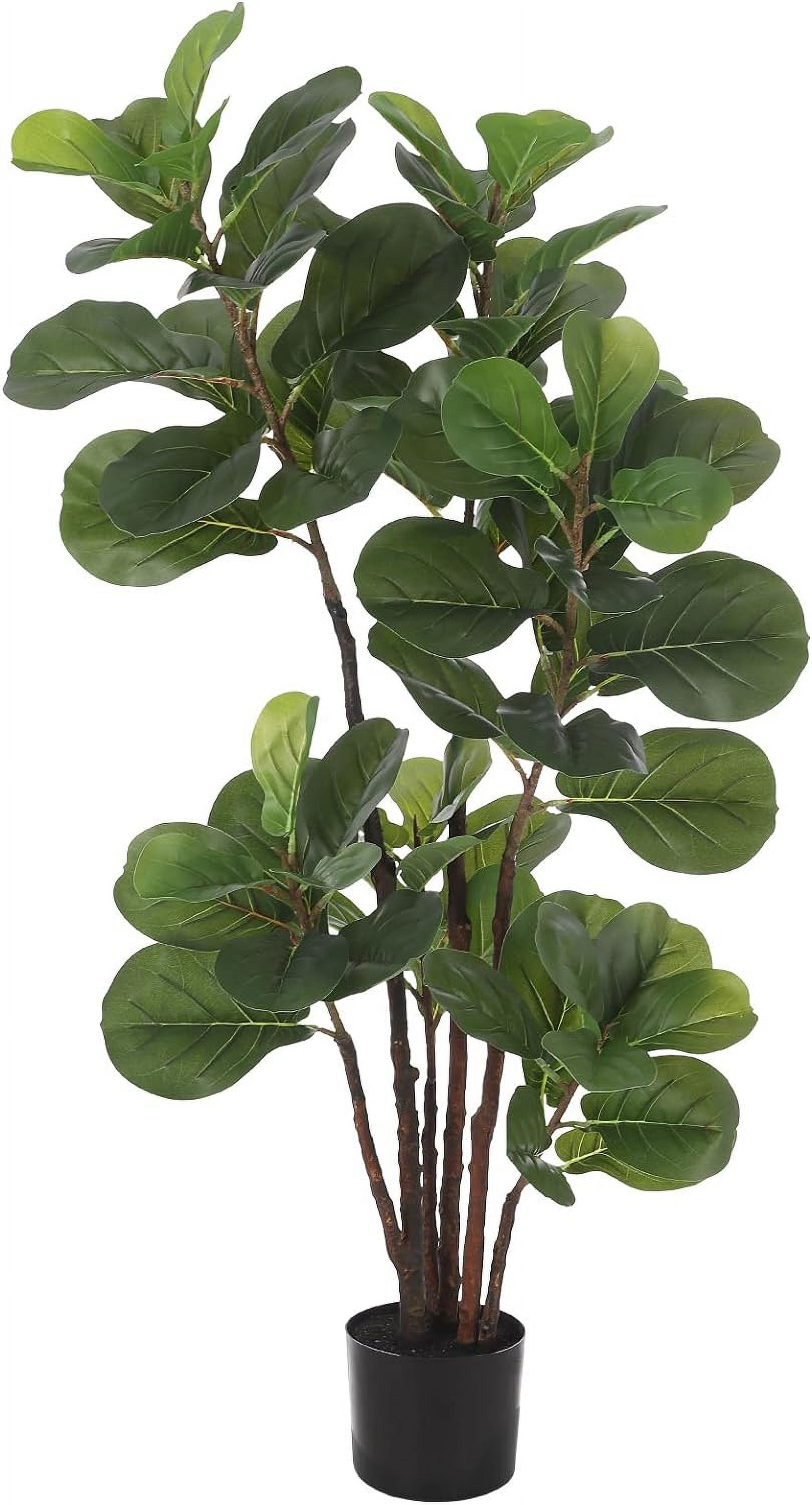 Faux Fiddle Leaf Fig Tree,4 Ft Artificial Ficus Lyrata Plant with 72 Fiddle Leaves, Fake Floor Plant in Pot for Indoor Outdoor Living Room House Office Bedroom Decor