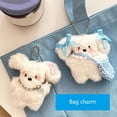 thumbnail image 6 of Plush Dog Keychain Charm With Blue Bow Clasp For Backpack Car Luggage Purse Travel Accessories, 6 of 14