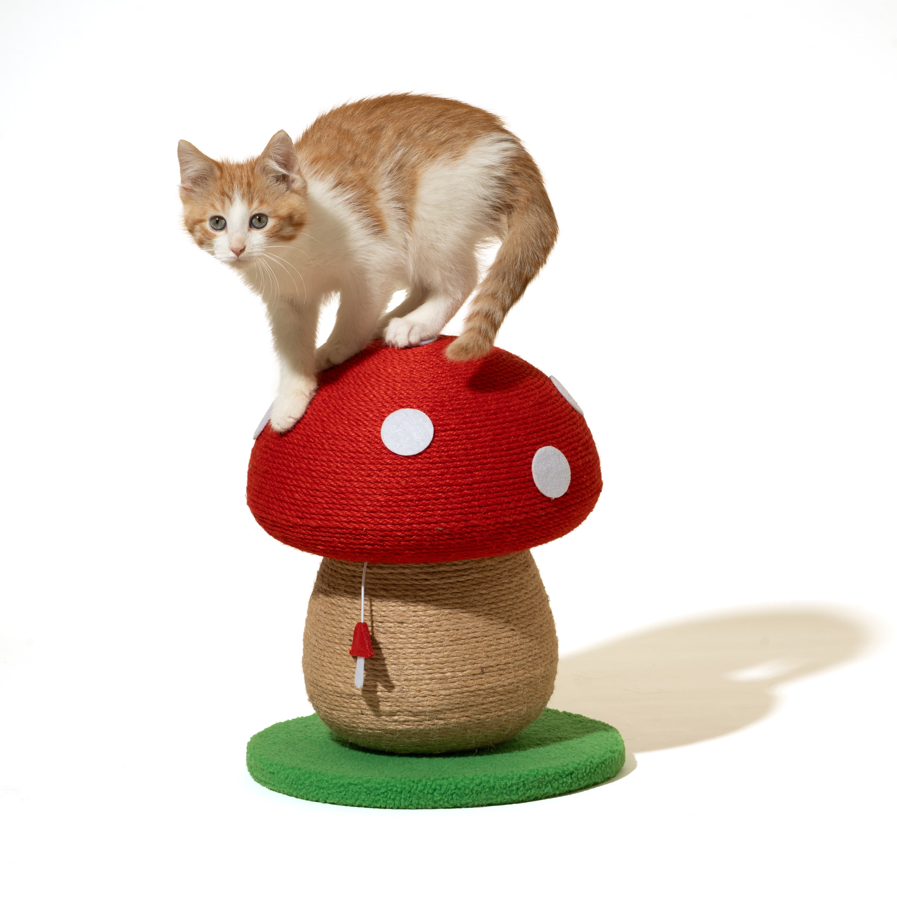 Oodles Red Mushroom Durable Jute Cat Scratching Pad, O/S