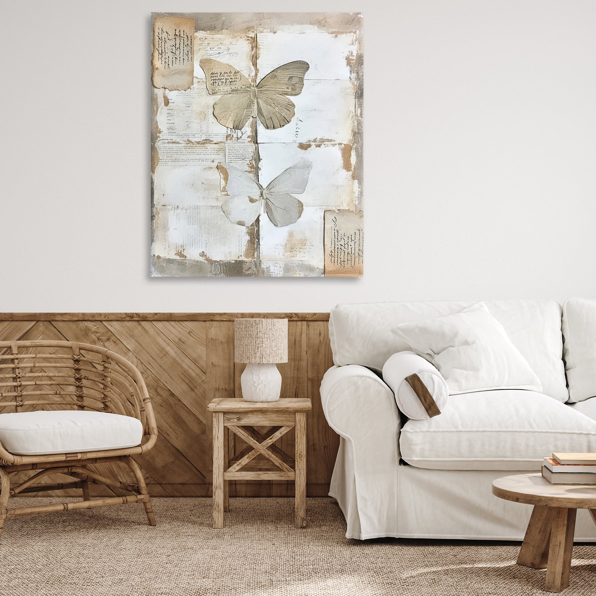 Stupell Industries Vintage Butterfly Collage Animals Painting Wrapped Canvas Art Print Wall Art, 36 x 48