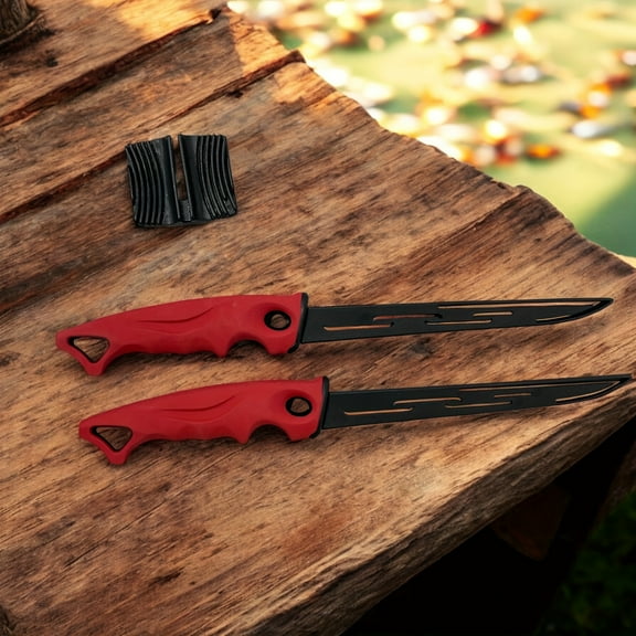 3-Piece Narrow Blade Knife Set with Protective Case & Sharpener – Non-Slip Handle, Tapered Curved Stainless Steel Blades – Christmas & Halloween Gift for Loved Ones