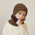 thumbnail image 4 of Unisex Boys Girls 4 To 10 Years Old Children Hat Neck Gloves Three Piece Set Of Warm Winter Ear Protective Warm Knitted Hat Big Children, 4 of 6