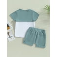 thumbnail image 3 of Inevnen Toddler Baby Boy Clothes Short Sleeve T Shirt Top Boys Shorts with Pocket Cute Summer Outfit 2Pcs Set, 3 of 8