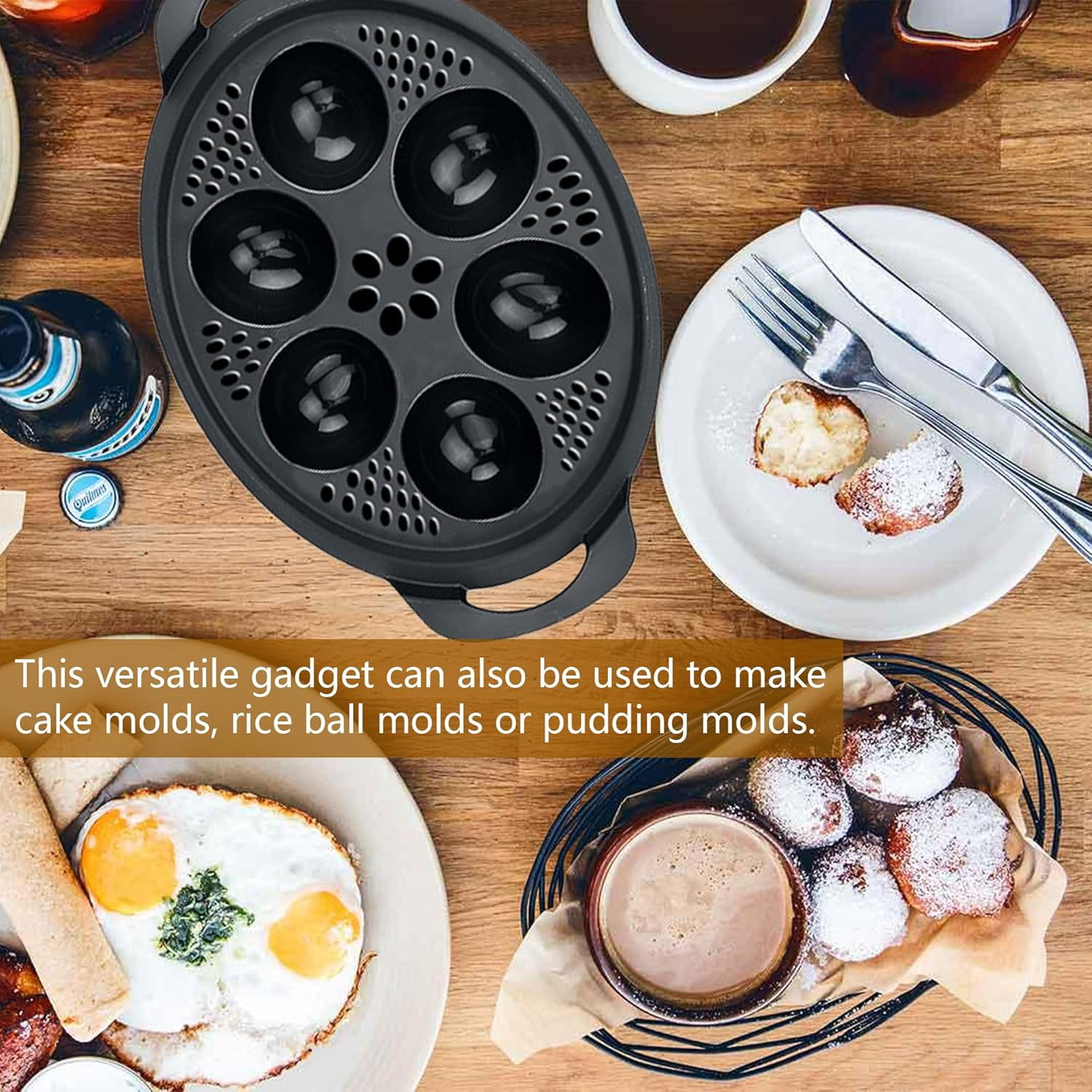 Nonstick Microwave Egg Poacher Insert: 6 in 1 Poached Egg Cooker Egg Boiler, Egg Steamer Poached Egg Cups For Thermomix TM6/TM5/TM31 and Air Fryer Oven (6 cup)