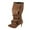 Brown, variant on Women's Knee High Shark Boots Pointed Toe High Heels Ruched Stiletto Slouchy Party Boots Detachable Snap-off Panel