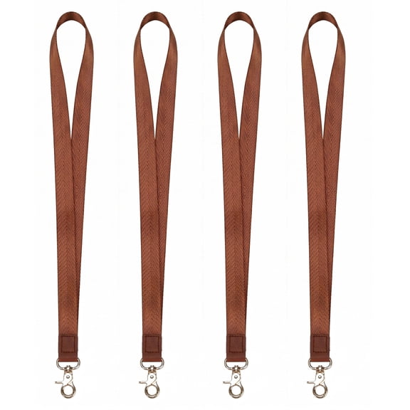4 Pcs Lanyards - Brown Lanyard Holder with Metal Clasp for Keys, ID Badges, Cards, Car Keys, Wallet