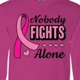 thumbnail image 4 of Inktastic Breast Cancer Awareness Nobody Fights Alone Pink Ribbon Long Sleeve T-Shirt, 4 of 5