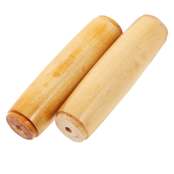 Masteelf Ergonomic Wooden Replacement Handle for File Tools Craft Making with Comfortable Grip Yellow 2 Pieces