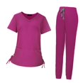 thumbnail image 3 of Ropa de trabajo de enfermera, uniforme de enfermería, conjunto exfoliante para mujeres y hombres para salón de belleza Rosa oscuro XL Yuyangstore Uniformes de trabajo, 3 of 8