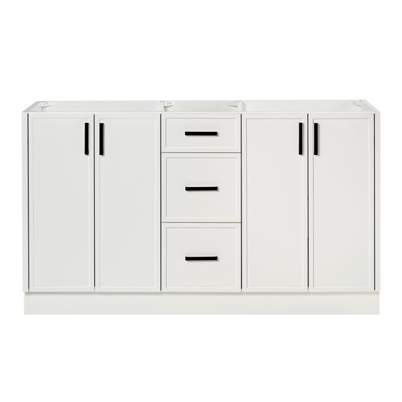Ariel Kelly 60 Inch Double Sink Base Cabinet In White
