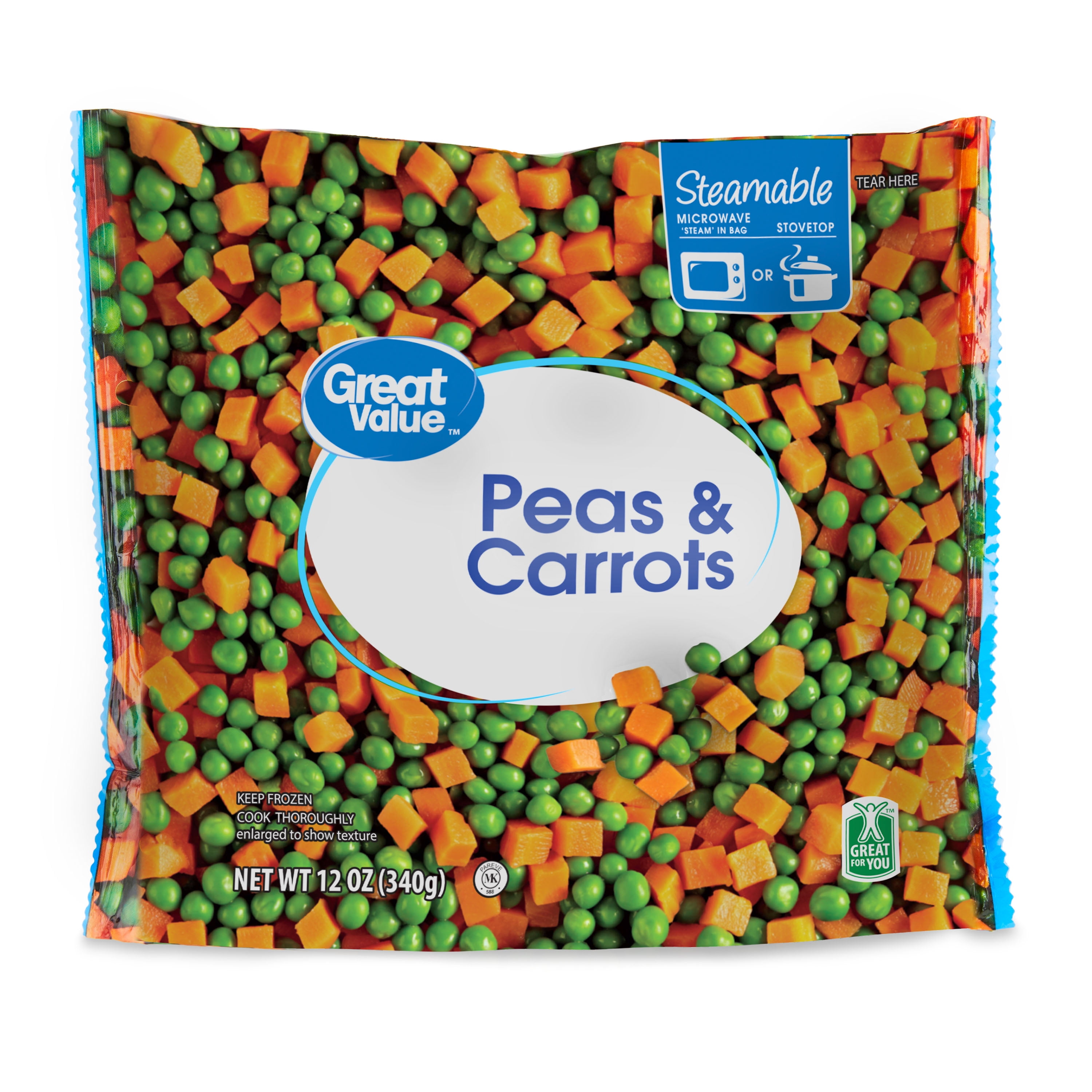 Great Value Frozen Peas & Carrots, 12 oz Steamable Bag