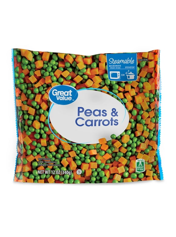 Great Value Frozen Peas & Carrots, Gluten-Free, 12 oz Steamable Bag