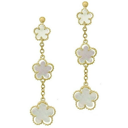 18k Gold Over Silver Mother Of Pearl Flower Earrings 18k Gold Over Silver Mother Of Pearl Flower Earrings