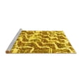 thumbnail image 2 of Ahgly Company Machine Washable Indoor Round Abstract Yellow Modern Area Rugs, 3' Round, 2 of 4