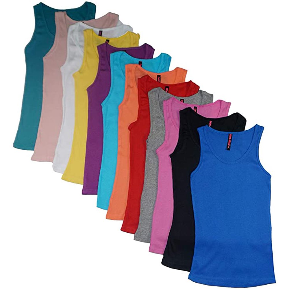 Emme Jordan - Emme Jordan Junior Women's 12 Pack Racer Back Tank Tops/Cotton Ribbed (Large