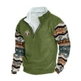 thumbnail image 2 of Wancir Men Retro Ethnic Printed Sweatshirts Casual Stand-Up Neck Pullover Tops Zipper V Neck Long Sleeve Loose Sweatshirts, 2 of 3