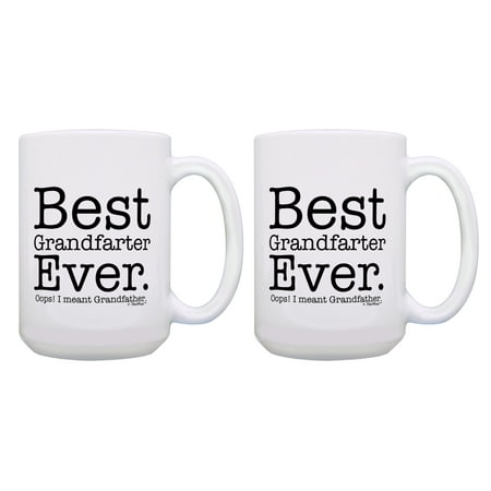 

ThisWear Grandpa Gift Set Best Grandfarter Ever Oops Meant Grandfather Best Grandpa Gifts 2 Pack 15oz Coffee Mugs